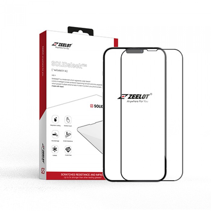 KÍNH CƯỜNG LỰC IPHONE 13 PRO MAX SOLIDSLEEK DÁN TRONG - ULTRA CLEAR CÓ VIỀN ĐEN ZEELOT